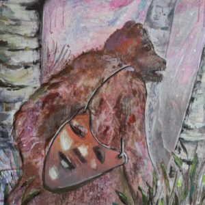 Ülle Puu akrüülmaal Maskiga karu